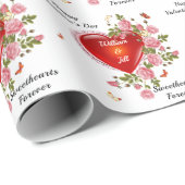 ロマンチックなバレンタインデーをパーソナライズハートバラ ラッピングペーパー (ロールコーナー)