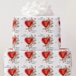 ロマンチックなバレンタインデーをパーソナライズハートバラ ラッピングペーパー