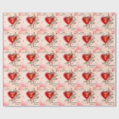 ロマンチックなバレンタインデーをパーソナライズハートバラ ラッピングペーパー (フラット)