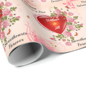 ロマンチックなバレンタインデーをパーソナライズハートバラ ラッピングペーパー (ロールコーナー)