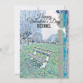 ロマンチックなバレンタインデーハートガーデンベンチ彼のために (正面)