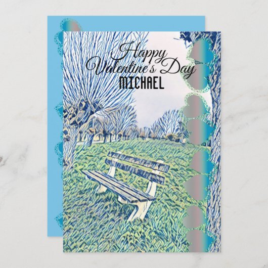 ロマンチックなバレンタインデーハートガーデンベンチ彼のために (正面/裏面)