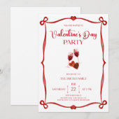 ロマンチックなバレンタインデーパーティー 招待状 (正面/裏面)