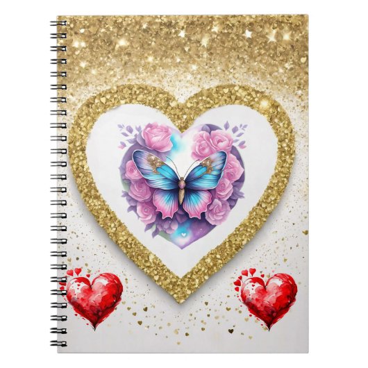 ロマンチックなバレンタインデー壁紙 – トレンディーデザイン ノートブック (正面)