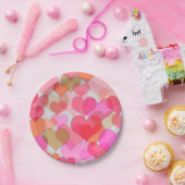 ロマンチックなバレンタインデー愛ピンクの恋人 ペーパープレート (パーティー)