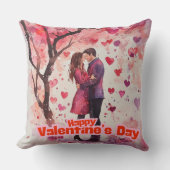 ロマンチックなバレンタインデー装飾用クッション – カップル クッション (正面)
