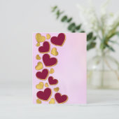 ロマンチックなバレンタインデー | ブルゴーニュと金ゴールドハート インビテーションポストカード (スタンド正面)