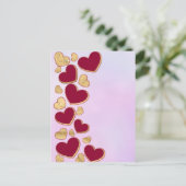 ロマンチックなバレンタインデー | ブルゴーニュと金ゴールドハート シーズンポストカード (スタンド正面)