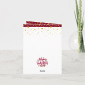 ロマンチックなバレンタインデー | ブルゴーニュと金ゴールドハート 招待状 (裏面)