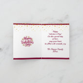 ロマンチックなバレンタインデー | ブルゴーニュと金ゴールドハート 招待状 (内部)