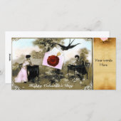 ロマンチックなバレンタインデー,赤ワックスシールパーチメント シーズンカード (正面/裏面)