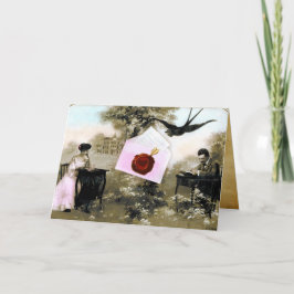 ロマンチックなバレンタインデー，赤ワックスシールモノグラム シーズンカード