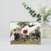 ロマンチックなバレンタインデー，赤ワックスシールモノグラム シーズンポストカード (スタンド正面)