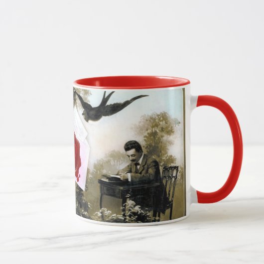 ロマンチックなバレンタインデー，赤ワックスシールモノグラム マグカップ (右)