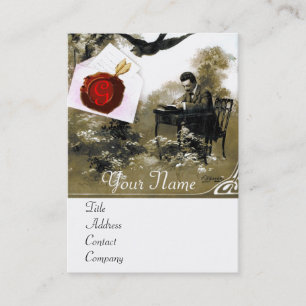 ロマンチックなバレンタインデー，赤ワックスシールモノグラム 名刺