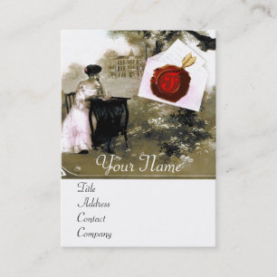 ロマンチックなバレンタインデー，赤ワックスシールモノグラム 名刺