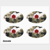 ロマンチックなバレンタインデー，赤ワックスシールモノグラム 楕円形シール (シート)