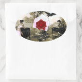 ロマンチックなバレンタインデー，赤ワックスシールモノグラム 楕円形シール (バッグ)