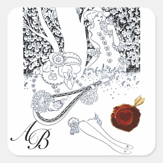 ロマンチックなバレンタイン愛好家レッドワックスシールモノグラム スクエアシール (正面)