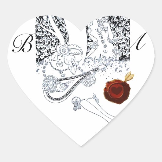 ロマンチックなバレンタイン愛好家レッドワックスシールモノグラム ハートシール (正面)