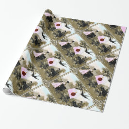 ロマンチックなバレンタイン文字、赤ワックスシールとハート ラッピングペーパー