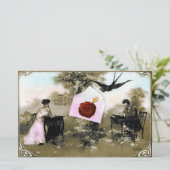 ロマンチックなバレンタイン文字、赤ワックスシールとハート 便箋 (スタンド正面)