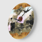 ロマンチックなバレンタイン文字、赤ワックスシール ラージ壁時計 (傾斜)