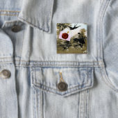 ロマンチックなバレンタイン文字、赤ワックスシール 缶バッジ (インサイチュ)