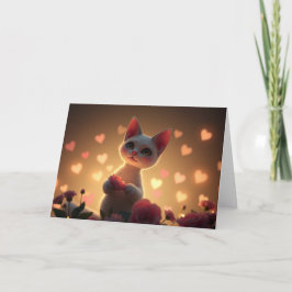 ロマンチックなバレンタイン猫カード サンキューカード