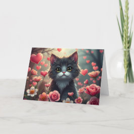 ロマンチックなバレンタイン猫カード サンキューカード
