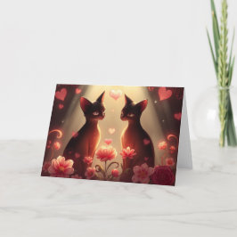 ロマンチックなバレンタイン猫カード サンキューカード