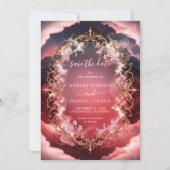 ロマンチックなバロックをテーマにした神秘的な日付を保存 招待状 (正面)