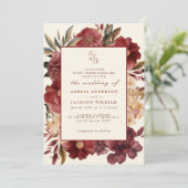 ロマンチックなバーガンディーレッドと銅の結婚式招待状 招待状 (スタンド正面)