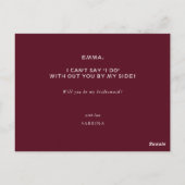 ロマンチックなバーガンディーレッド赤面ピンクフローラ花嫁 ポストカード (裏面)