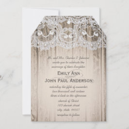 ロマンチックなバーンウッドアンドレースエレガントな結婚式 招待状