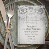 ロマンチックなバーンウッドアンドレースエレガントな結婚式 招待状