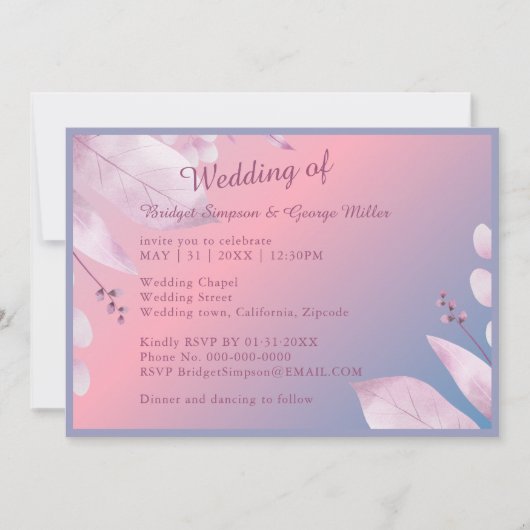 ロマンチックなパステルさくらんぼブロッサム結婚桜 招待状 (正面)