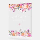 ロマンチックなパステルカラーの野生の花が春を歓迎する アクリルサイン (傾斜)