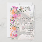 ロマンチックなパステルカラーの野生の花の写真 ウェディング 招待状 (正面)