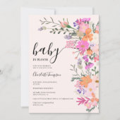 ロマンチックなパステルカラーの野生の花 春のベイビーシャワー 招待状 (正面)