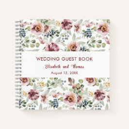 ロマンチックなパステルバラ結婚フローラのゲストブック ノートブック
