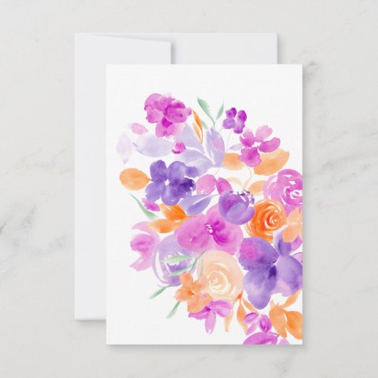 ロマンチックなパステルパープルオレンジのフローラ赤ちゃんシャワー サンキューカード (裏面)