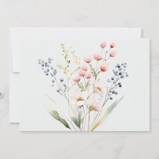 ロマンチックなパステルフローラ結婚式招待状 招待状 (裏面)