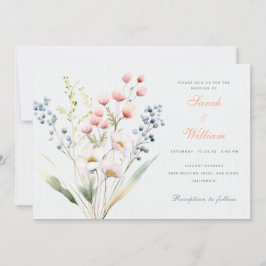 ロマンチックなパステルフローラ結婚式招待状 招待状
