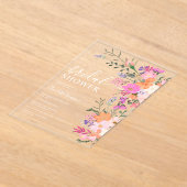 ロマンチックなパステルワイルドフラワーズ春ブライダルシャワー アクリル招待状 (レイダウン)