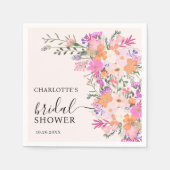 ロマンチックなパステルワイルドフラワーズ春ブライダルシャワー スタンダードカクテルナプキン (正面)