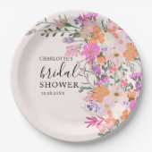 ロマンチックなパステルワイルドフラワーズ春ブライダルシャワー ペーパープレート (正面)