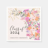 ロマンチックなパステルワイルドフラワーズ春卒業 スタンダードカクテルナプキン (正面)