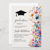 ロマンチックなパステルワイルドフラワーズ春卒業 招待状 (正面/裏面)