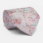 ロマンチックなパステル調ピンクのティール（緑がかった色）のエレガントなばら色の花 ネクタイ (ロール)